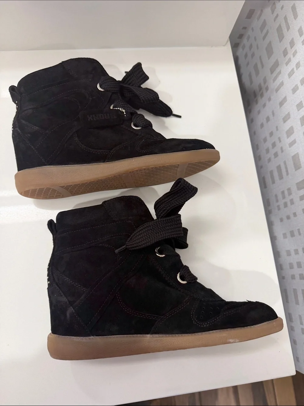 Bronx Jae-yy suede wedge black sneakers NWOB Sz 40/US 19